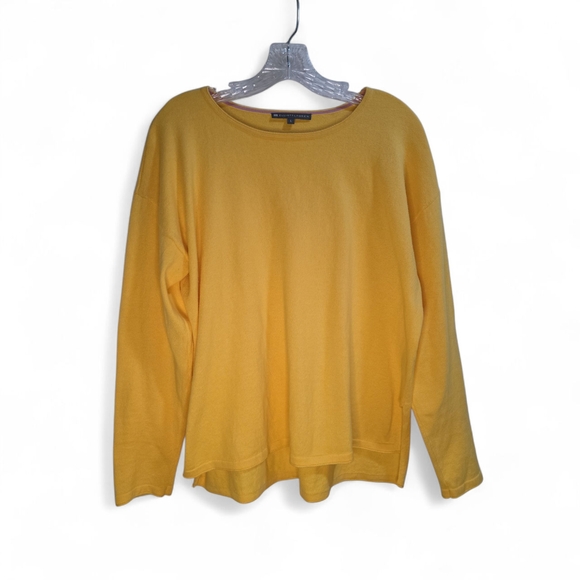 Elliot Lauren Yellow Cotton Cashmere Blend Sweater Classic Fit Long Sleeve Large - Picture 1 of 7